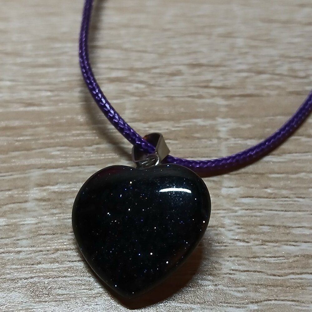 NWOT Fashion Necklace Purple Starry Patterned Heart Pendant Jewelry #28